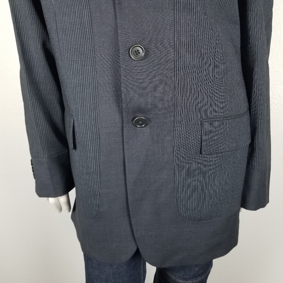 Cheap and Chic Moschino Oversized Three-Button Pinstripe Gray Blazer Size 40 - Picture 4 of 12